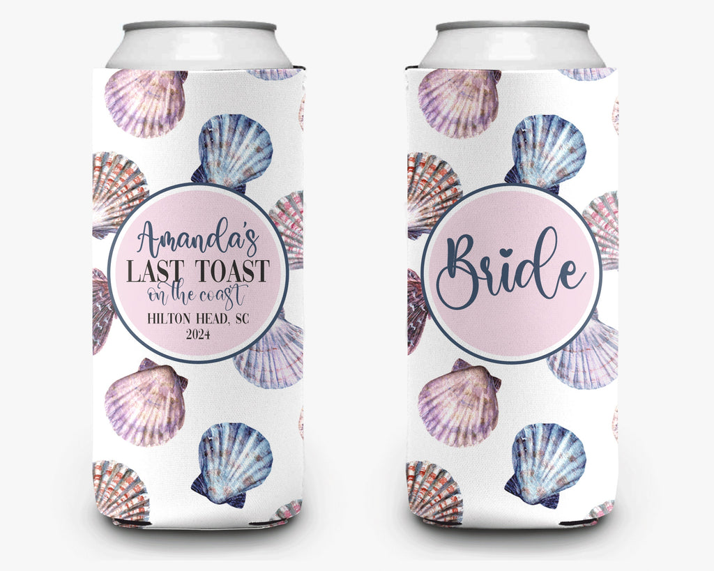 Bachelorette Party Last Toast on the Coast Theme Bridal Party Coastal Drink Theme Personalized Can Cooler Sleeve