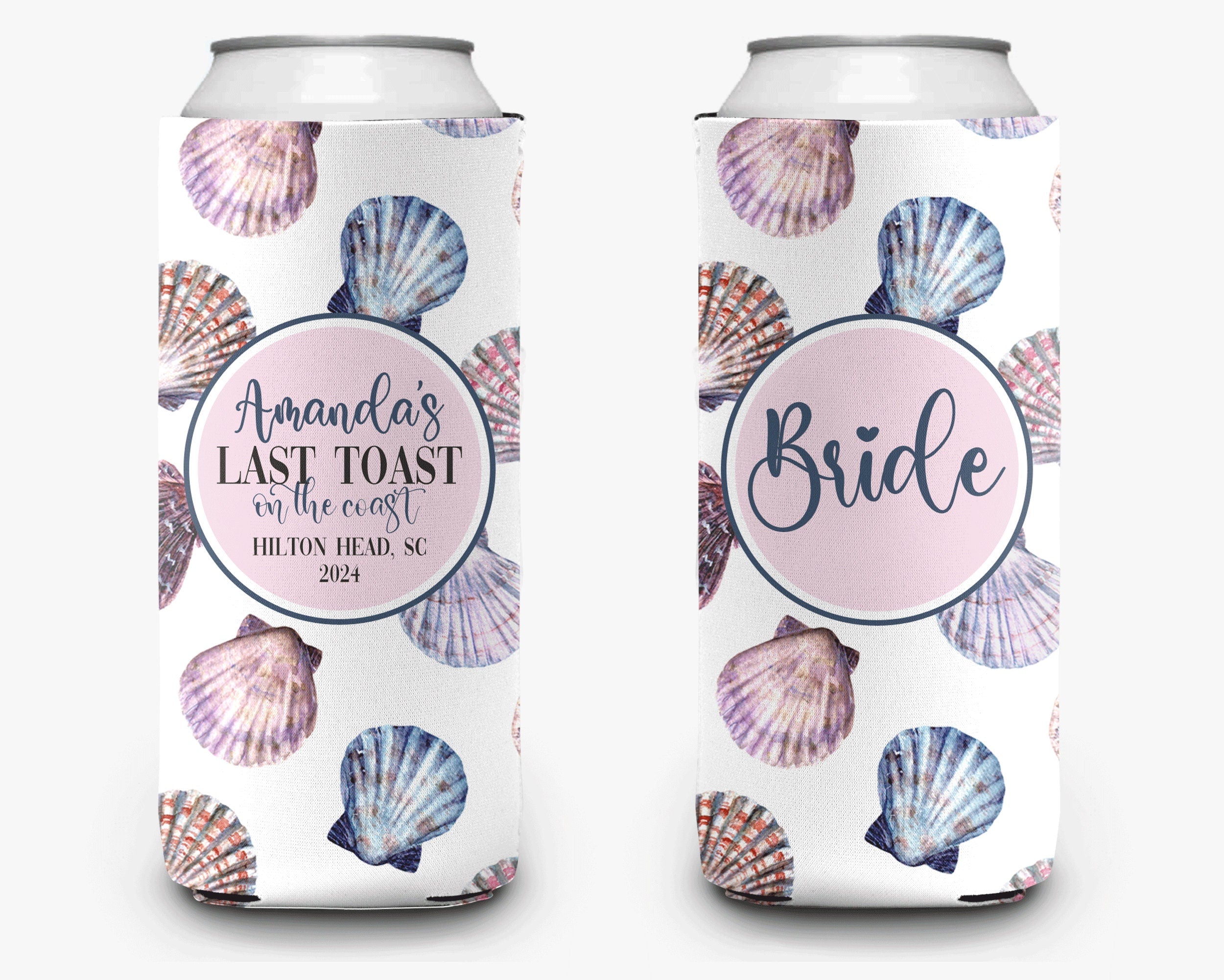 Bachelorette Party Last Toast on the Coast Theme Bridal Party Coastal Drink Theme Personalized Can Cooler Sleeve