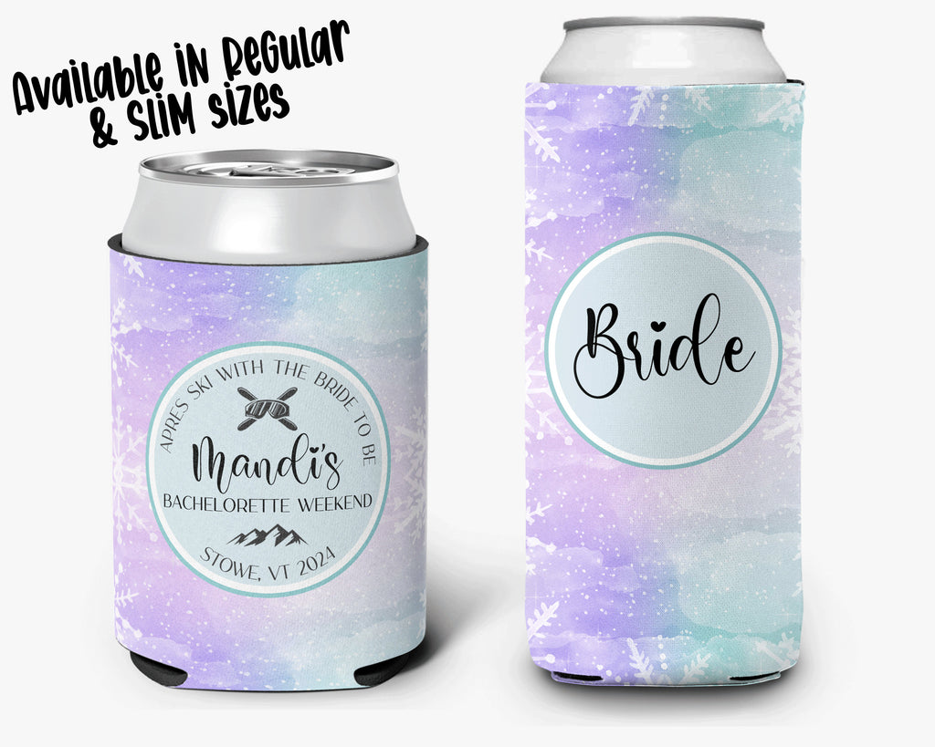 Bachelorette Party Ski Theme Bridal Party Après Ski Theme Personalized Can Cooler Sleeve