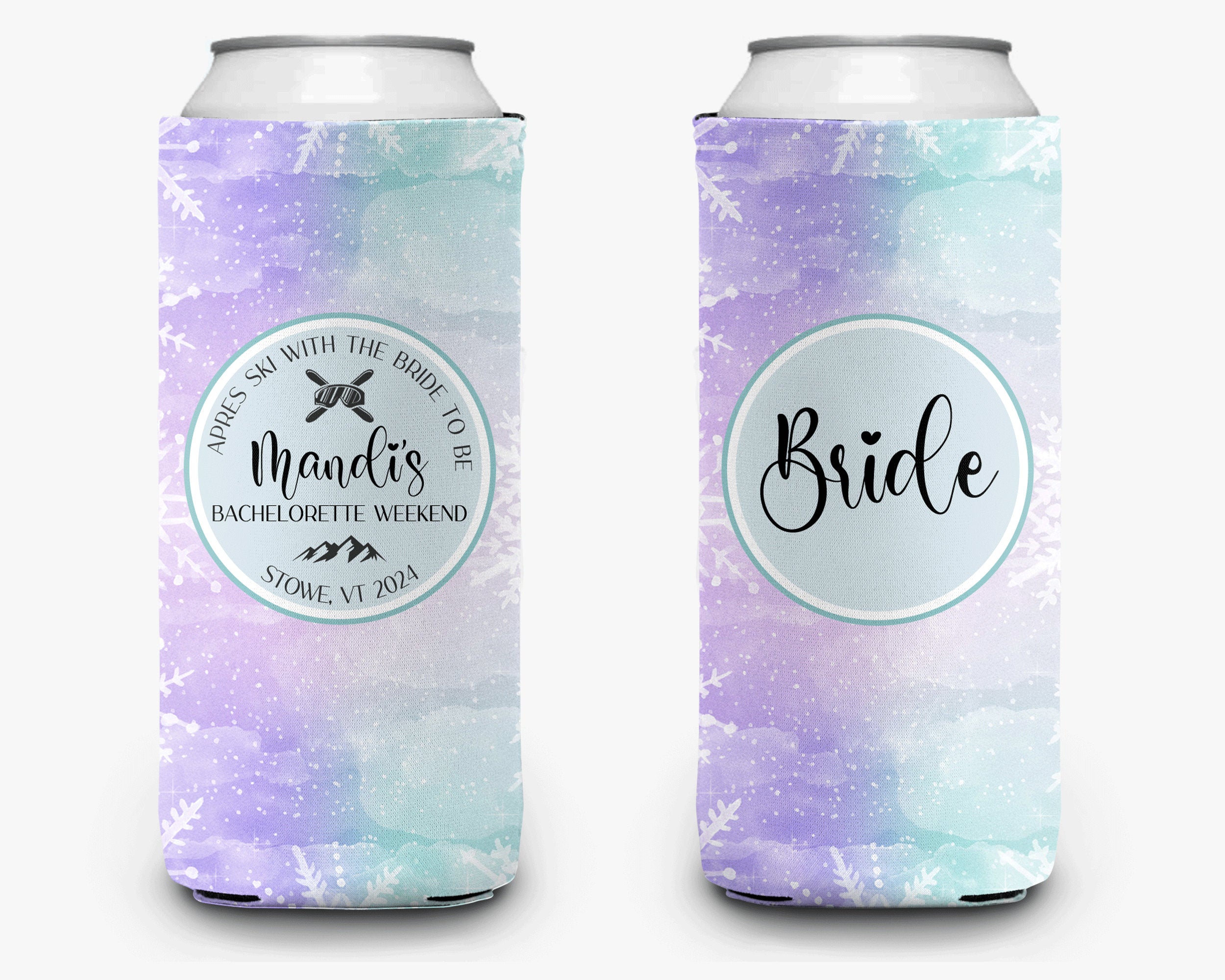 Bachelorette Party Ski Theme Bridal Party Après Ski Theme Personalized Can Cooler Sleeve