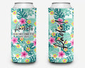 Tropical Theme Event Can Cooler Personalized Hibiscus Hawaiian Bridal Can Cooler Sleeve