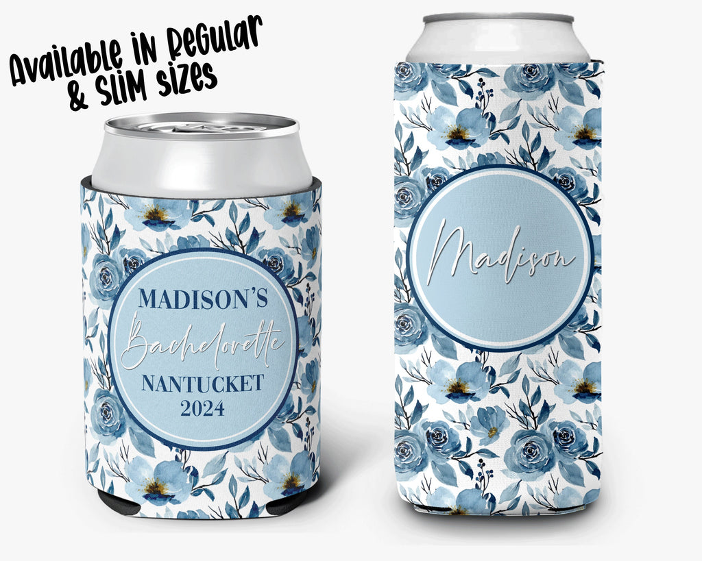 Coastal Theme Event Can Cooler Personalized Floral Coastal Grandmother Bridal Can Cooler Sleeve