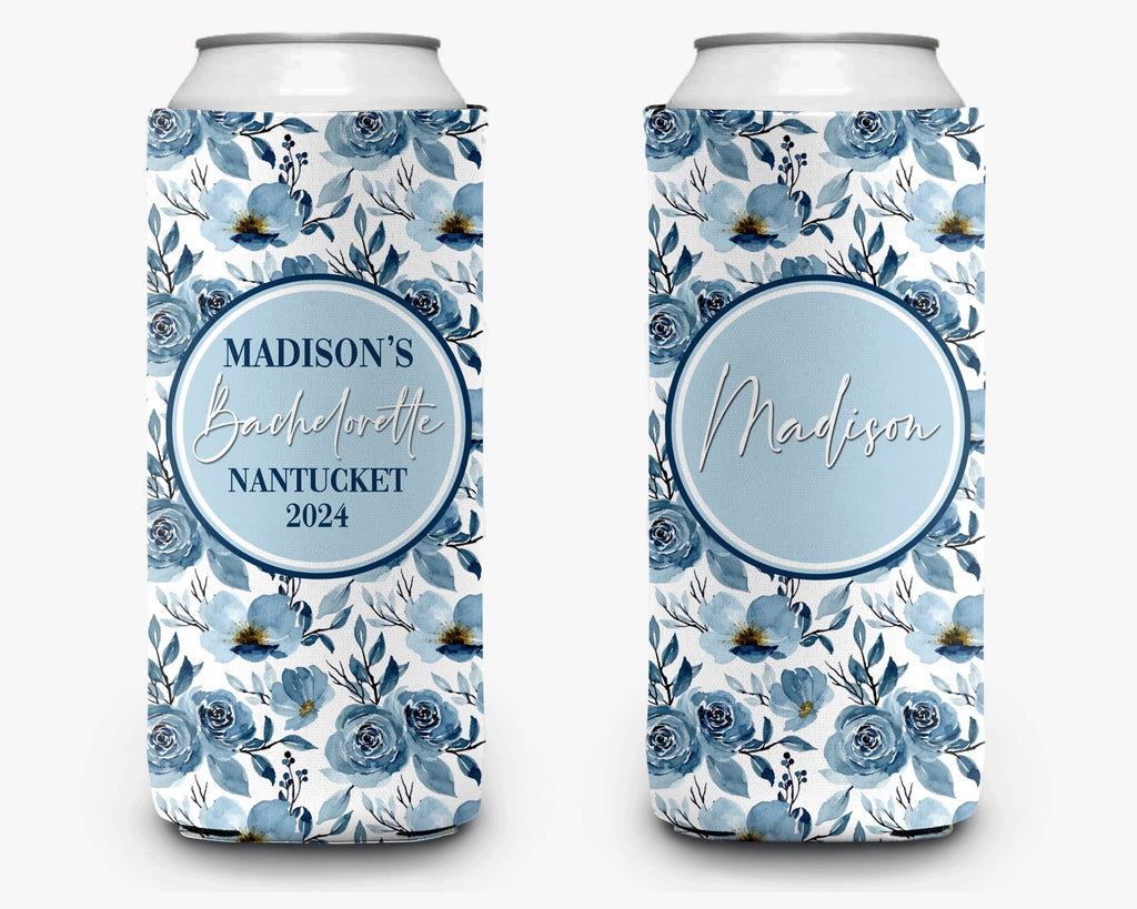 Coastal Theme Event Can Cooler Personalized Floral Coastal Grandmother Bridal Can Cooler Sleeve