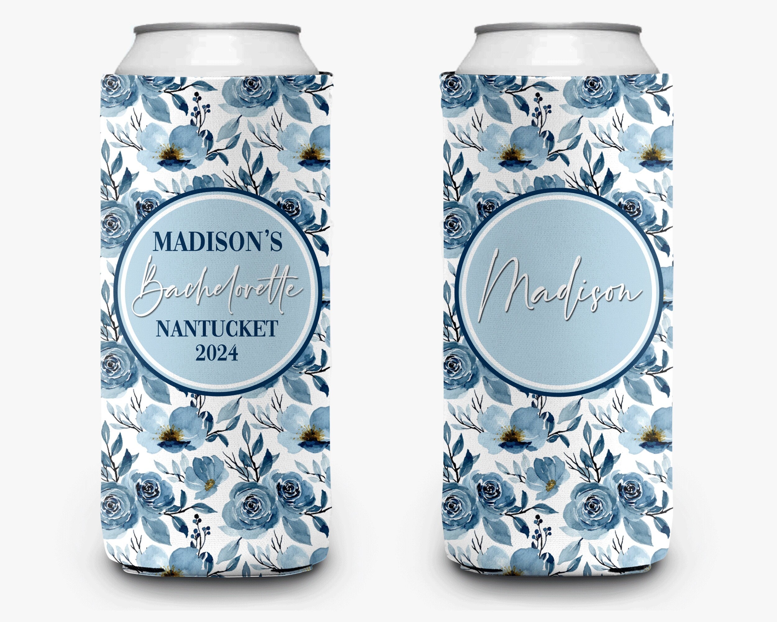 Coastal Theme Event Can Cooler Personalized Floral Coastal Grandmother Bridal Can Cooler Sleeve