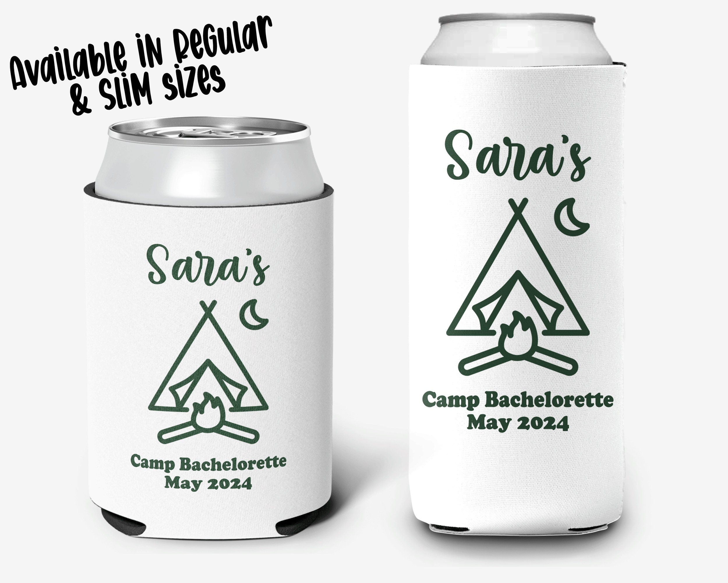 Camp Bachelorette Theme | Event Can Cooler | Personalized Mountain Outdoor | Bridal Can Cooler Sleeve