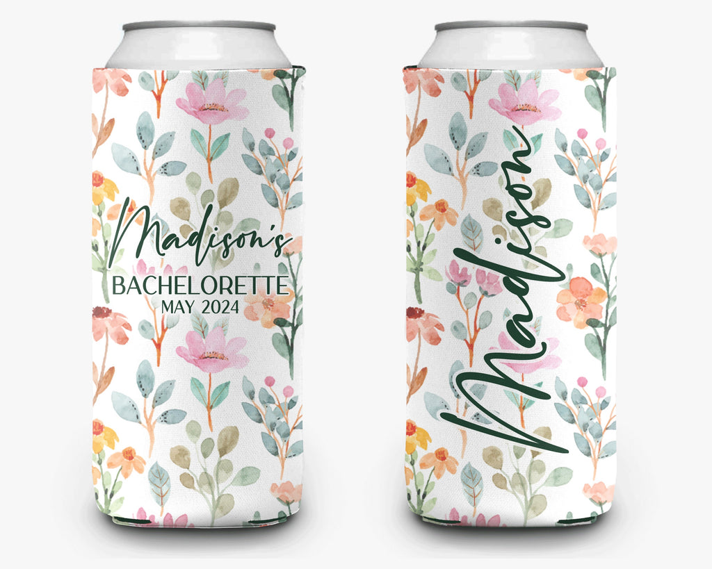 Personalized Floral Garden Party Can Cooler | Custom Party Huggers & Drink Sleeves | Custom Event Favors | Wedding, Shower, Birthday