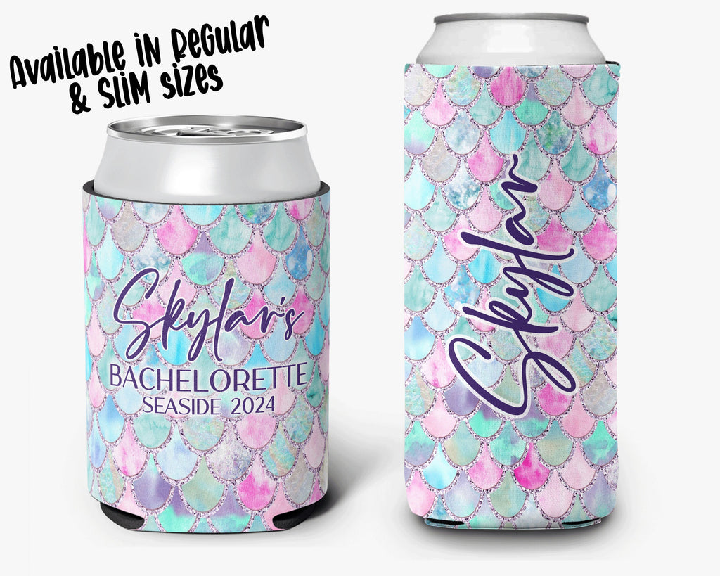 Mermaid Theme Event Can Cooler Personalized Bridal Can Cooler Sleeve