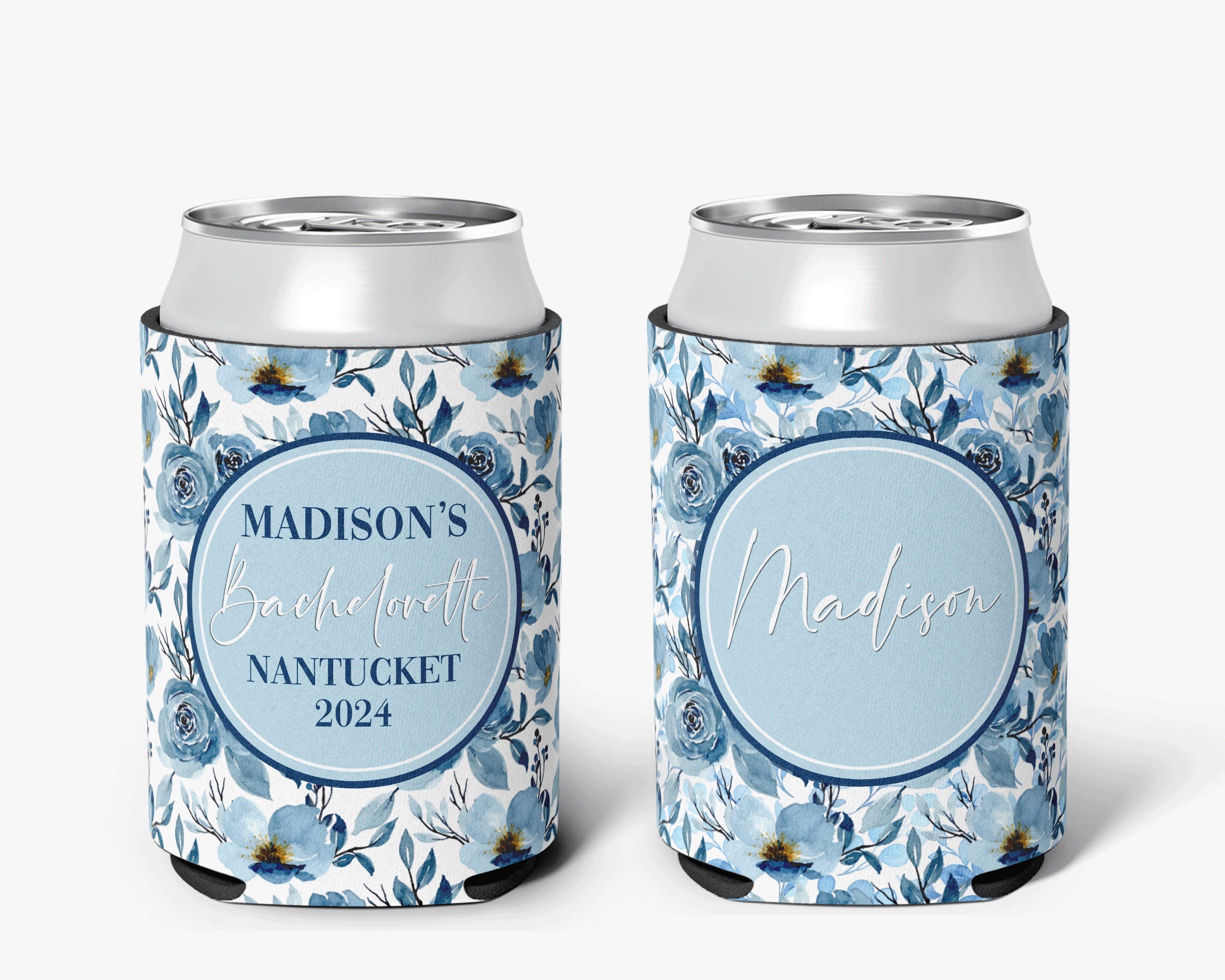 Coastal Theme Event Can Cooler Personalized Floral Coastal Grandmother Bridal Can Cooler Sleeve
