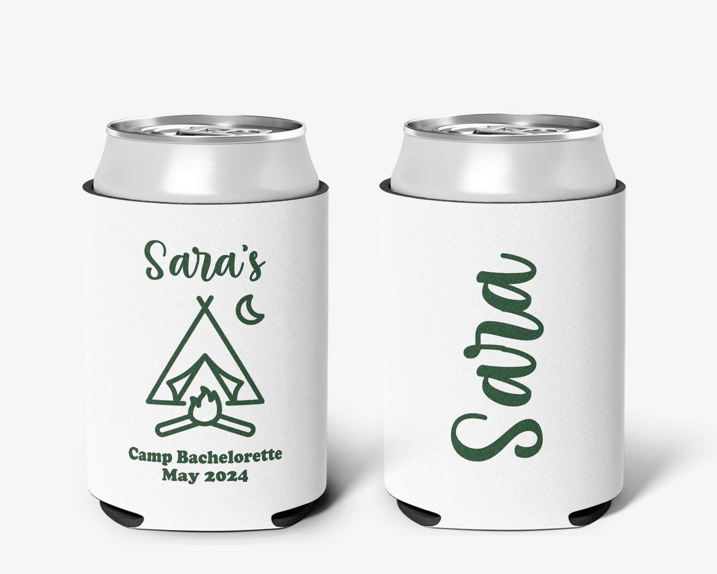 Camp Bachelorette Theme | Event Can Cooler | Personalized Mountain Outdoor | Bridal Can Cooler Sleeve