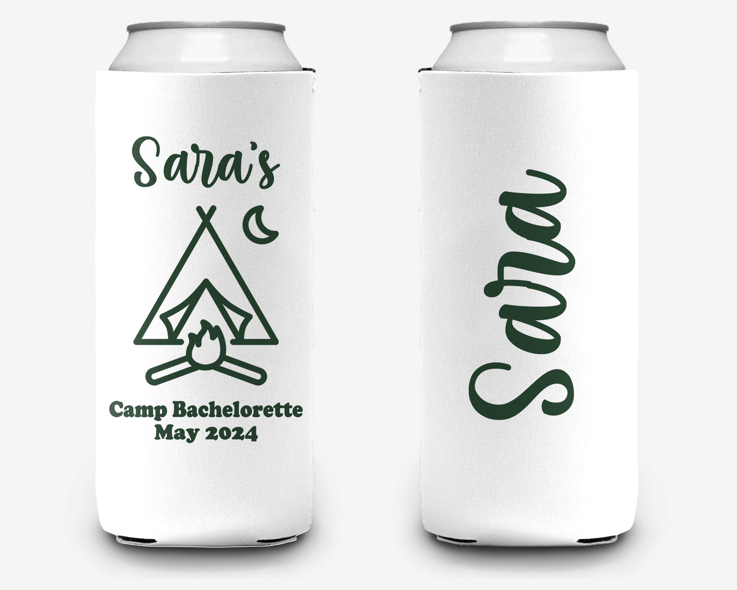 Camp Bachelorette Theme | Event Can Cooler | Personalized Mountain Outdoor | Bridal Can Cooler Sleeve