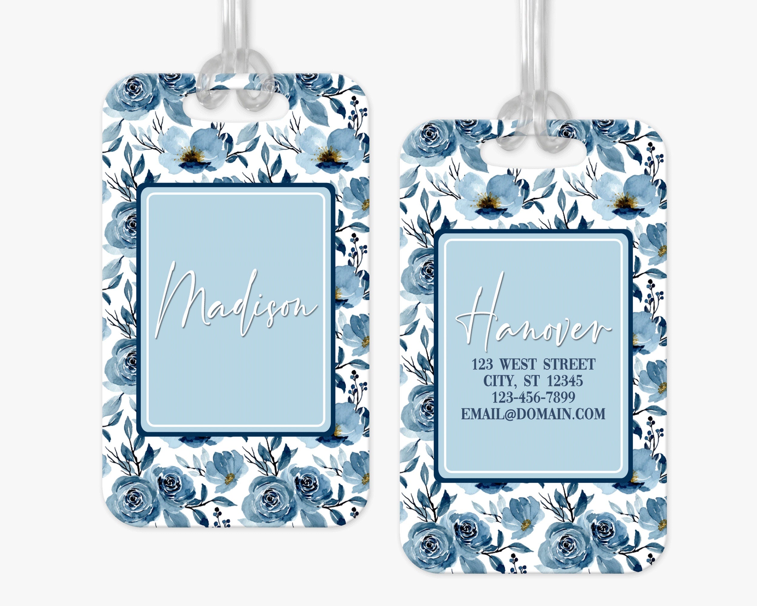 Personalized Luggage Tag | Coastal Grandma | Blue Floral Luggage Tag | Vacation Bag Tag | Custom Luggage Tags | Girls Trip Bag Tag
