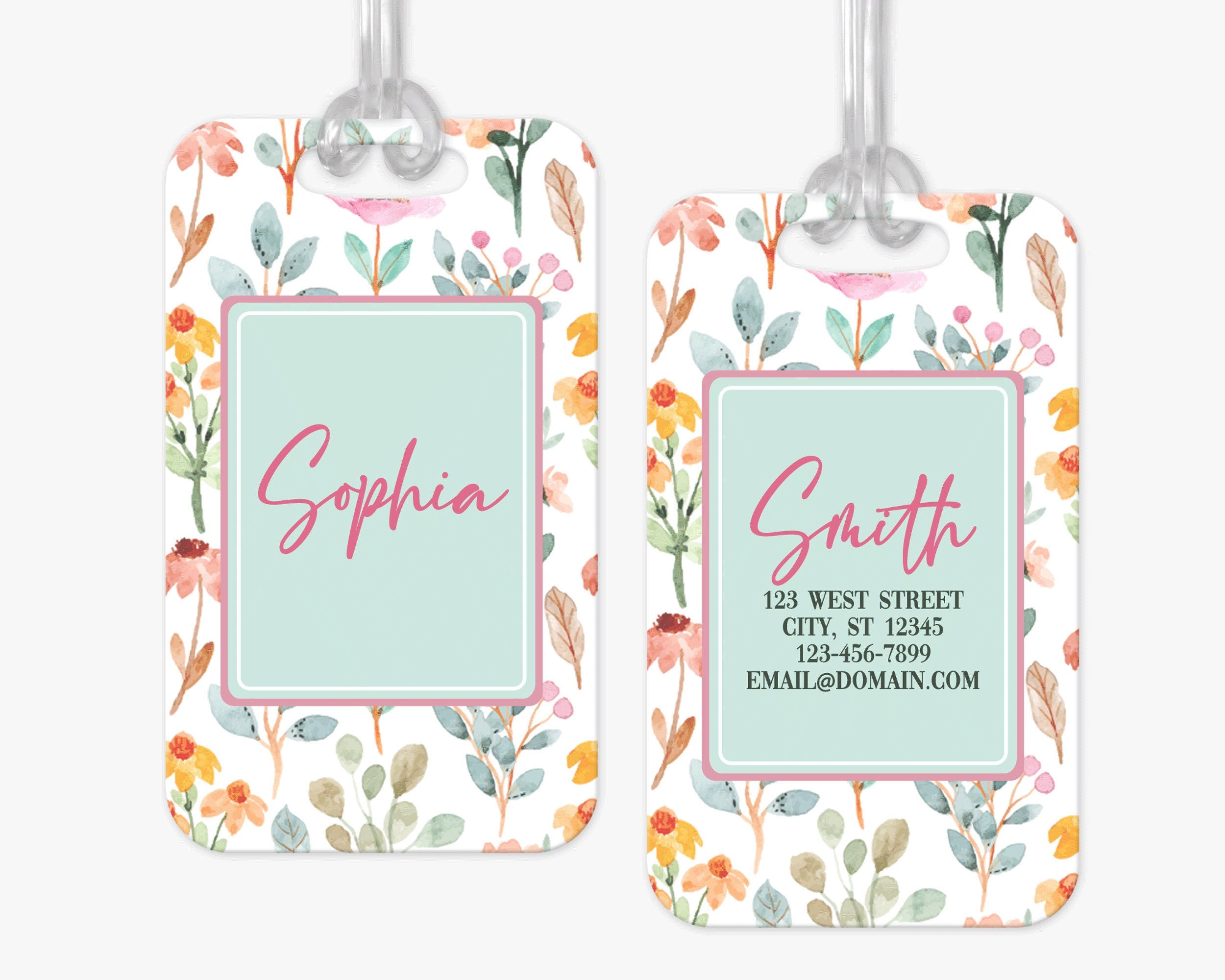 Personalized Luggage Tag | Garden Floral | Flower Luggage Tag | Vacation Bag Tag | Custom Luggage Tags | Girls Trip Bag Tag