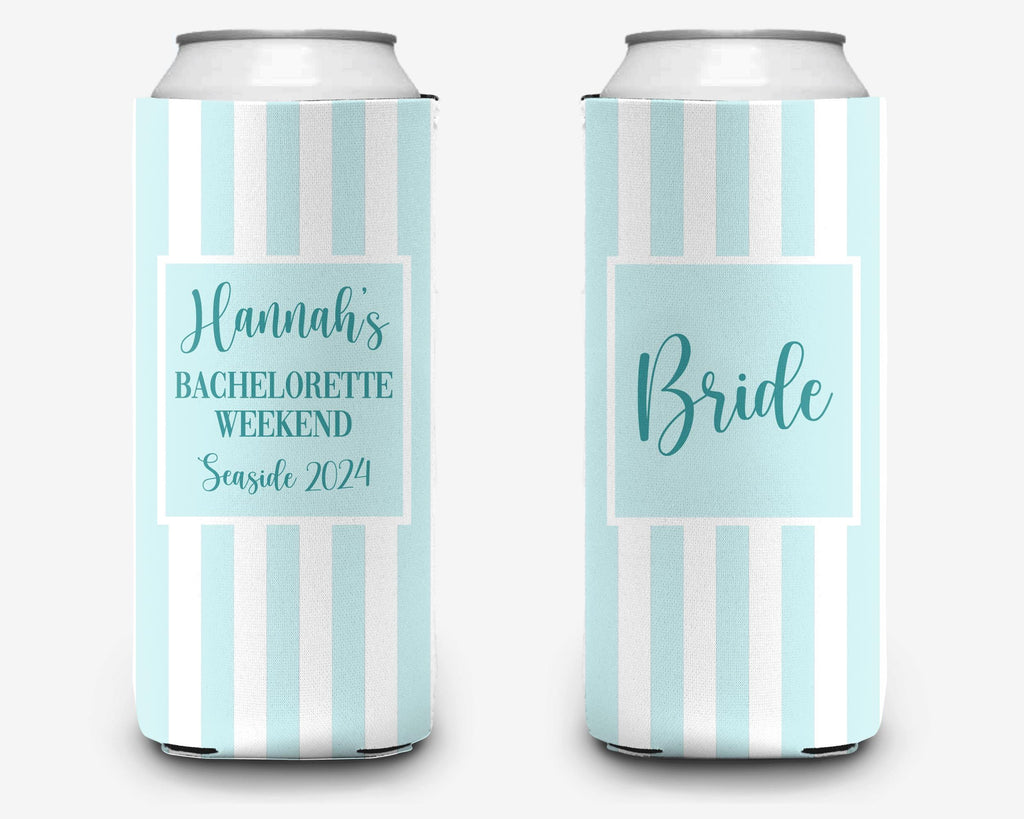 Coastal Theme Stripe Event Can Cooler Personalized Coastal Grandmother Bridal Can Cooler Sleeve