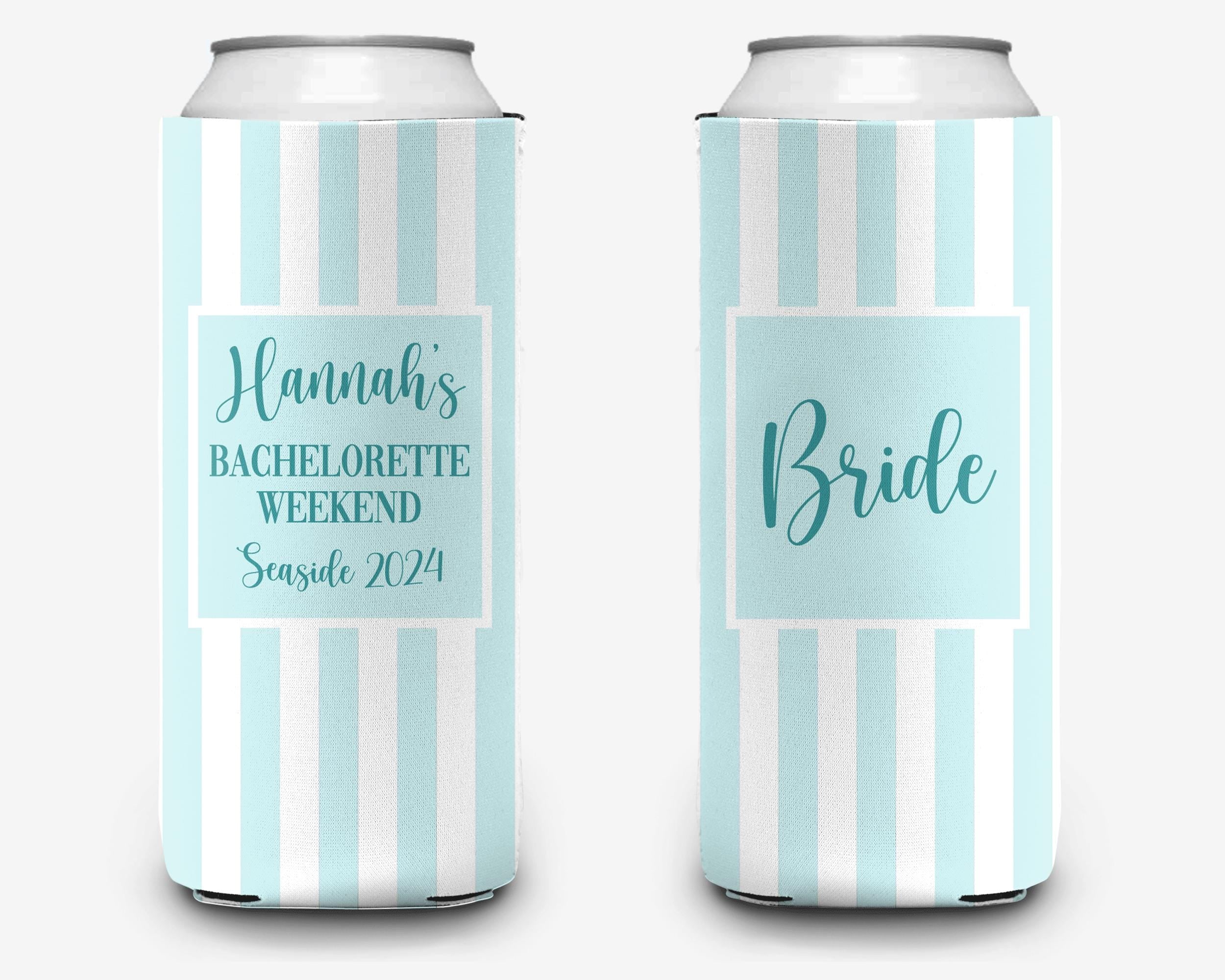 Coastal Theme Stripe Event Can Cooler Personalized Coastal Grandmother Bridal Can Cooler Sleeve