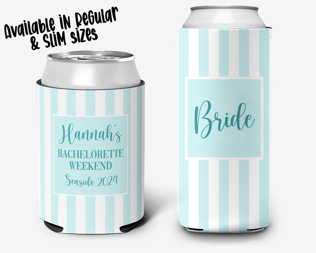 Coastal Theme Stripe Event Can Cooler Personalized Coastal Grandmother Bridal Can Cooler Sleeve