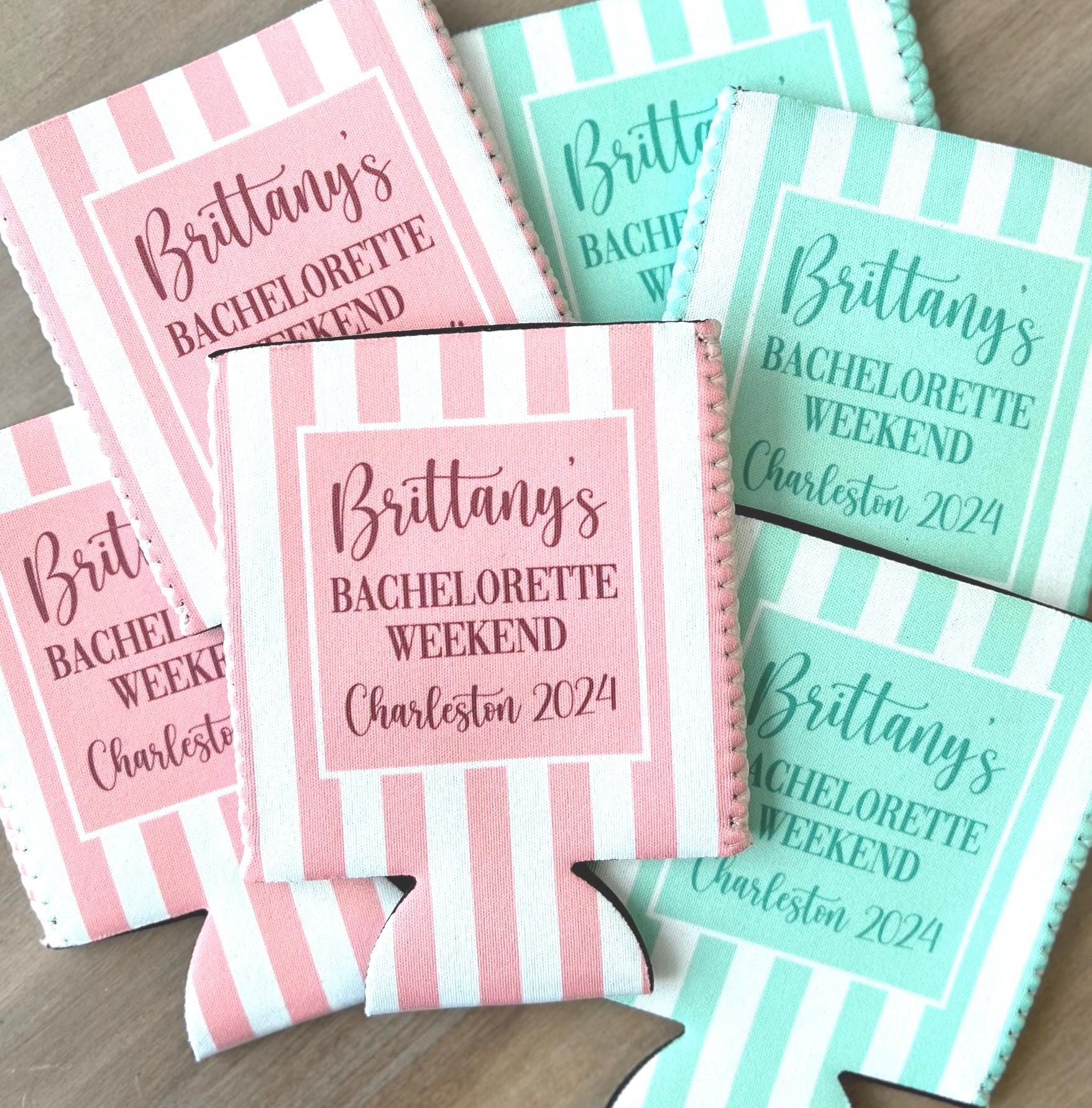 Coastal Theme Stripe Event Can Cooler Personalized Coastal Grandmother Bridal Can Cooler Sleeve