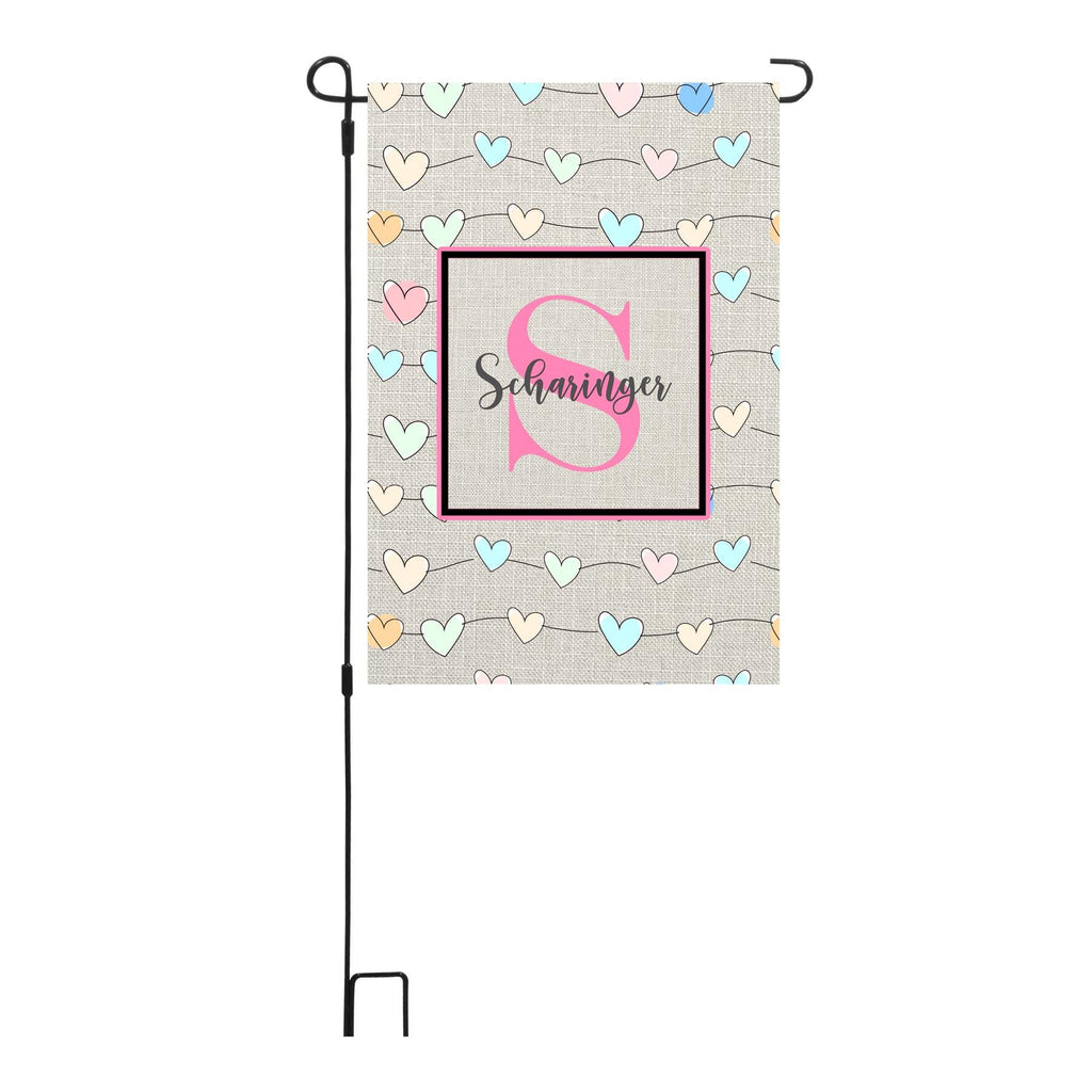Personalized Valentine's Day Heart Garden Flag, Custom Conversation Heart Garden Flag
