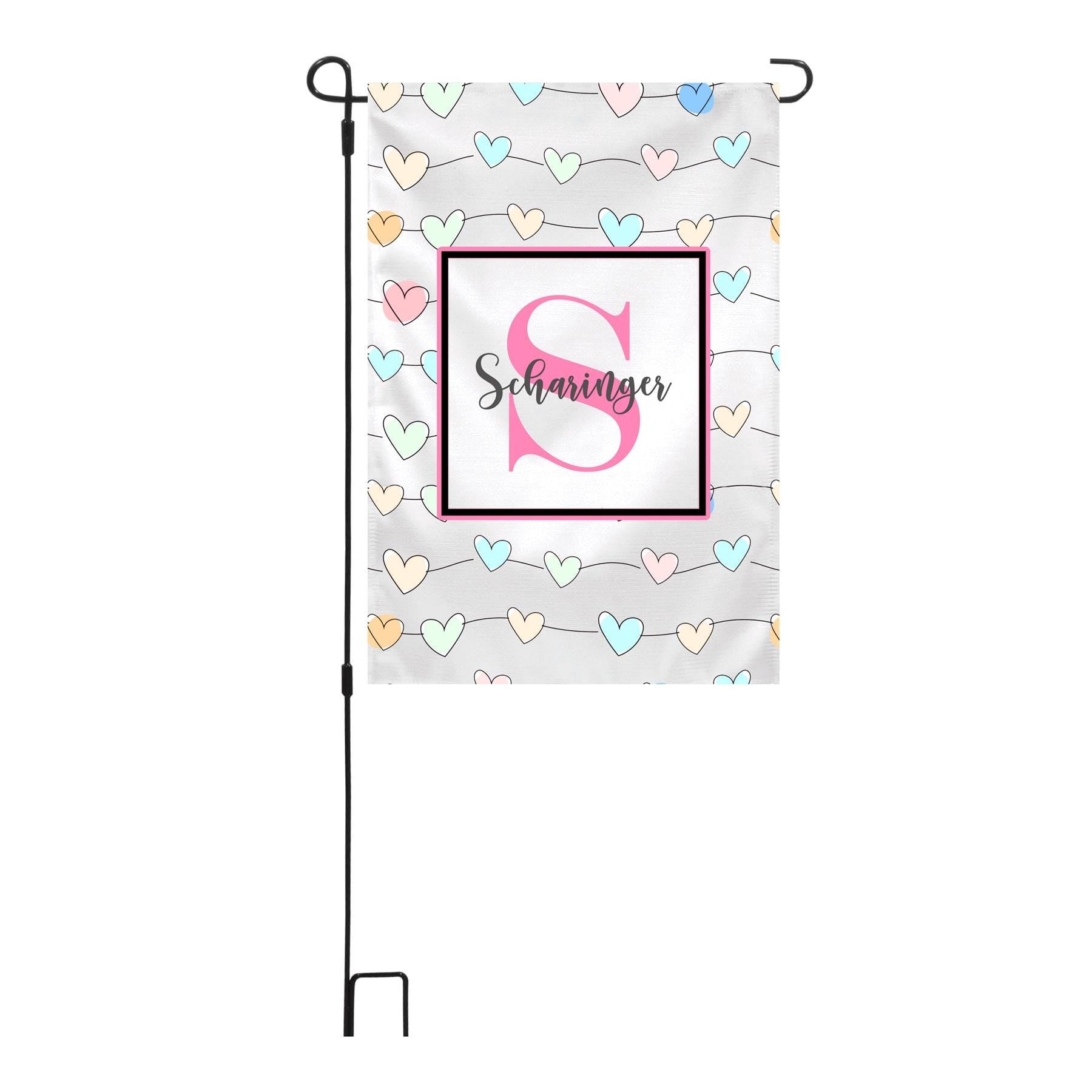 Personalized Valentine's Day Heart Garden Flag, Custom Conversation Heart Garden Flag