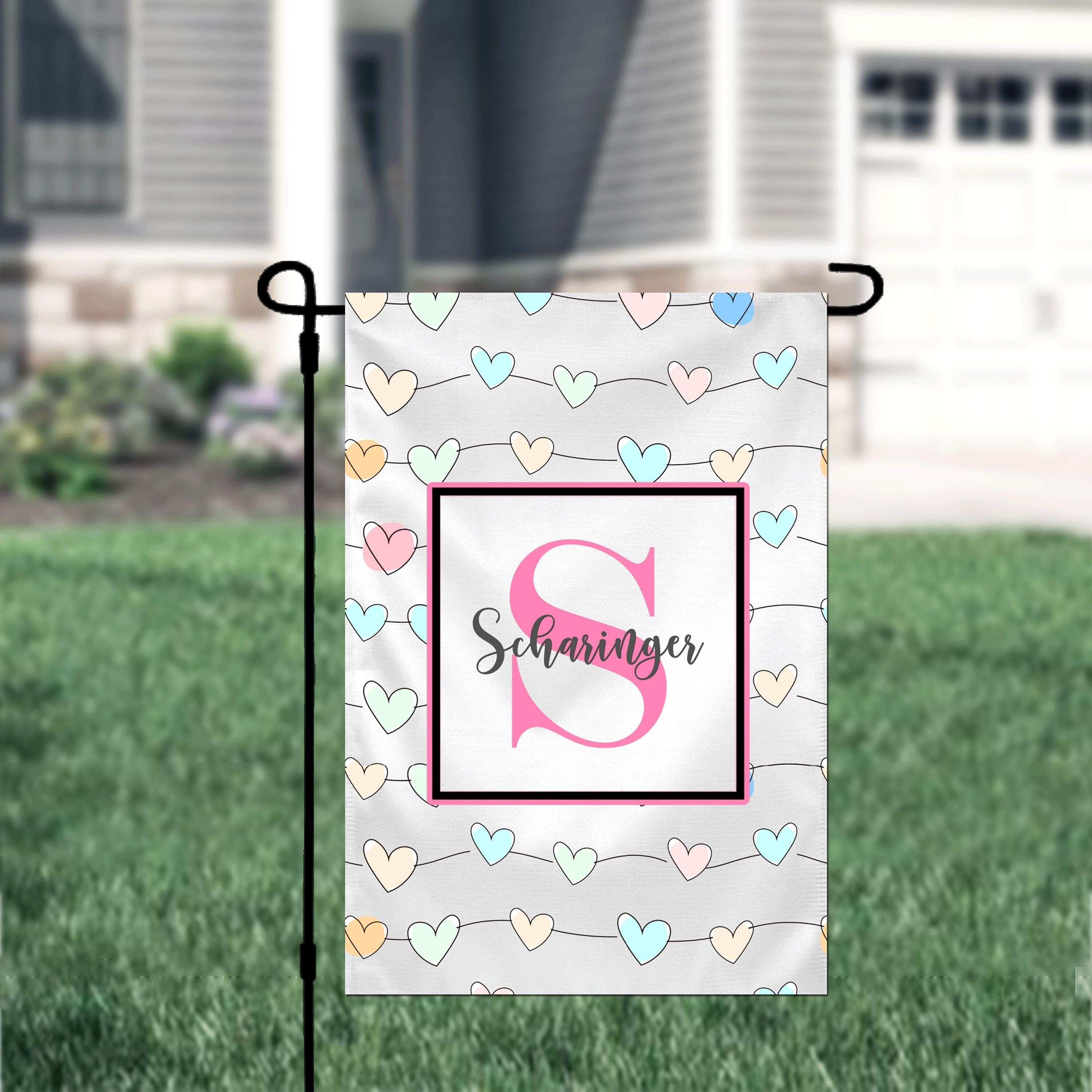 Personalized Valentine's Day Heart Garden Flag, Custom Conversation Heart Garden Flag