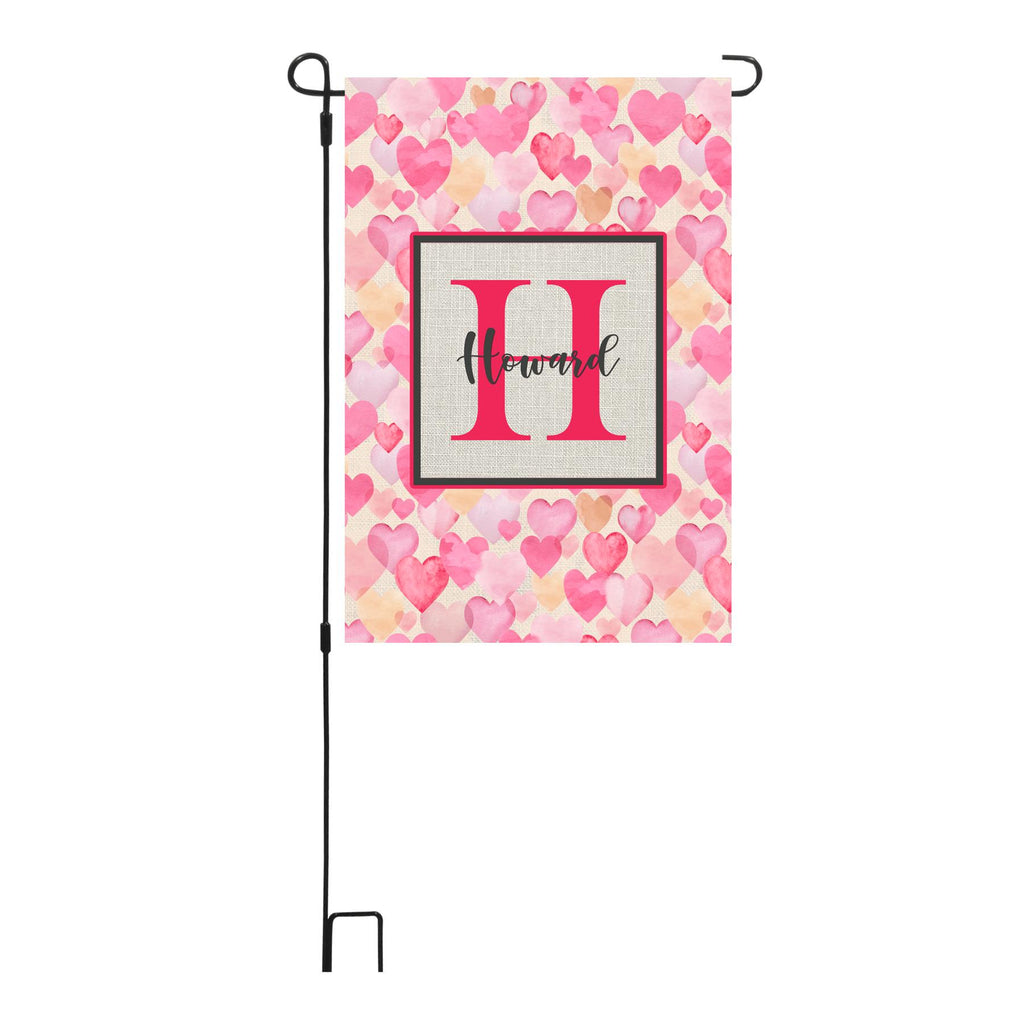 Personalized Valentine's Day Hearts Garden Flag, Custom Colorful Hearts Garden Flag