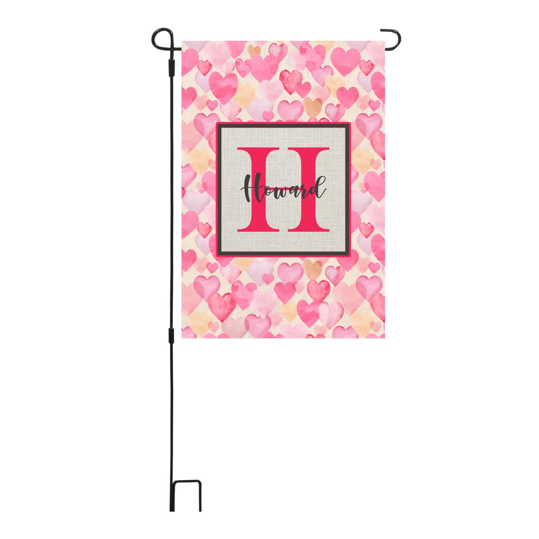 Personalized Valentine's Day Hearts Garden Flag, Custom Colorful Hearts Garden Flag