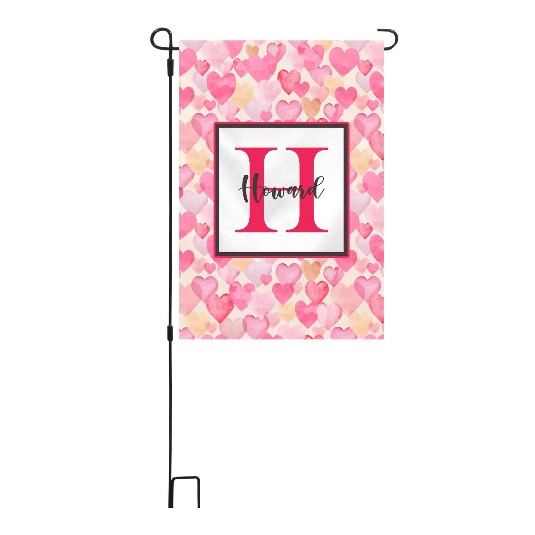 Personalized Valentine's Day Hearts Garden Flag, Custom Colorful Hearts Garden Flag