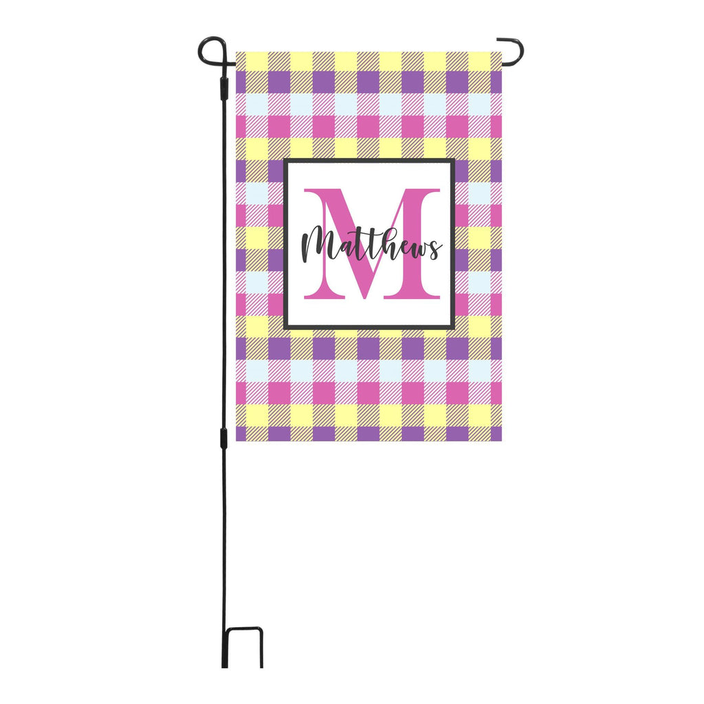 Personalized Easter Plaid Garden Flag, Custom Spring Easter Garden Flag