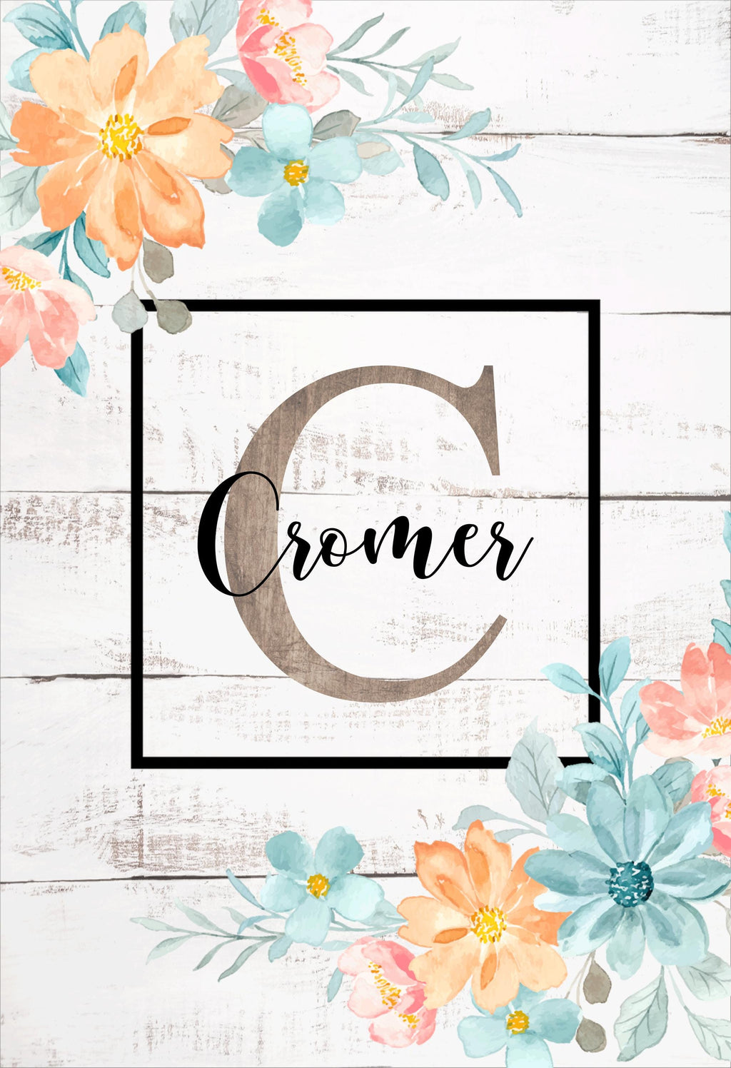 Personalized Welcome Garden Flag Spring Floral, Custom Farmhouse Garden Flag