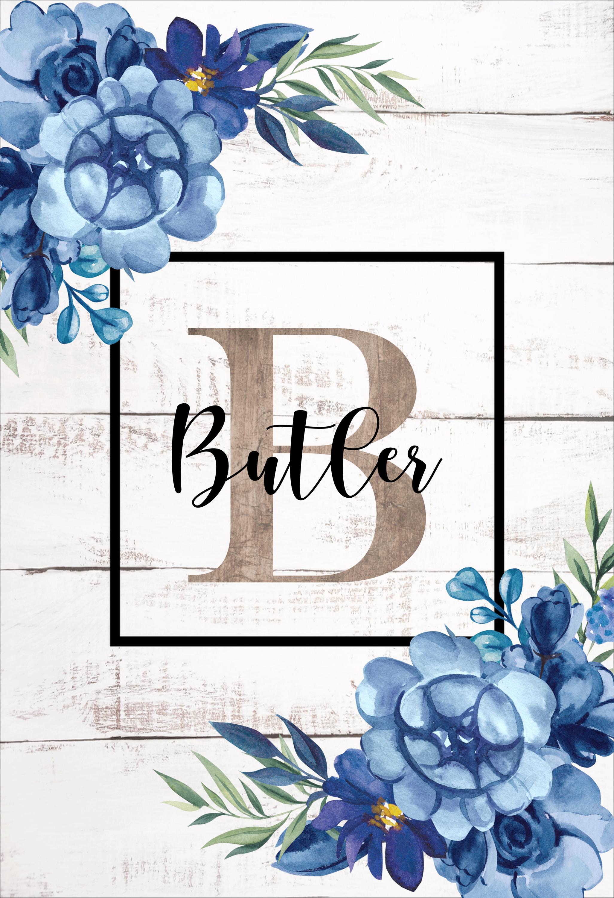 Personalized Welcome Garden Flag Blue Floral, Custom Farmhouse Garden Flag