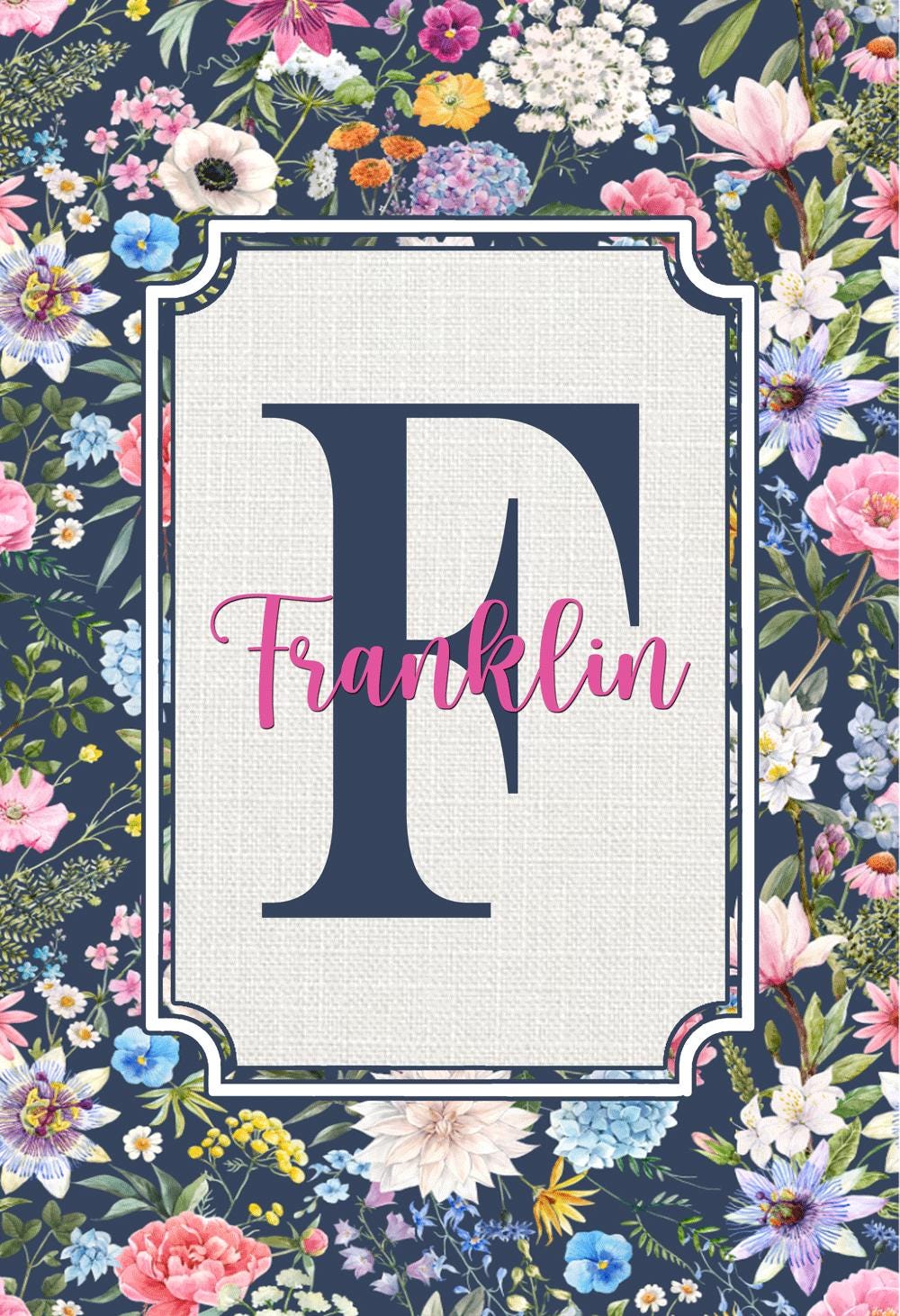Personalized Welcome Garden Flag Blue Floral, Custom Farmhouse Garden Flag