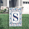 Personalized Welcome Garden Flag Blue Pink Floral, Custom Farmhouse Garden Flag