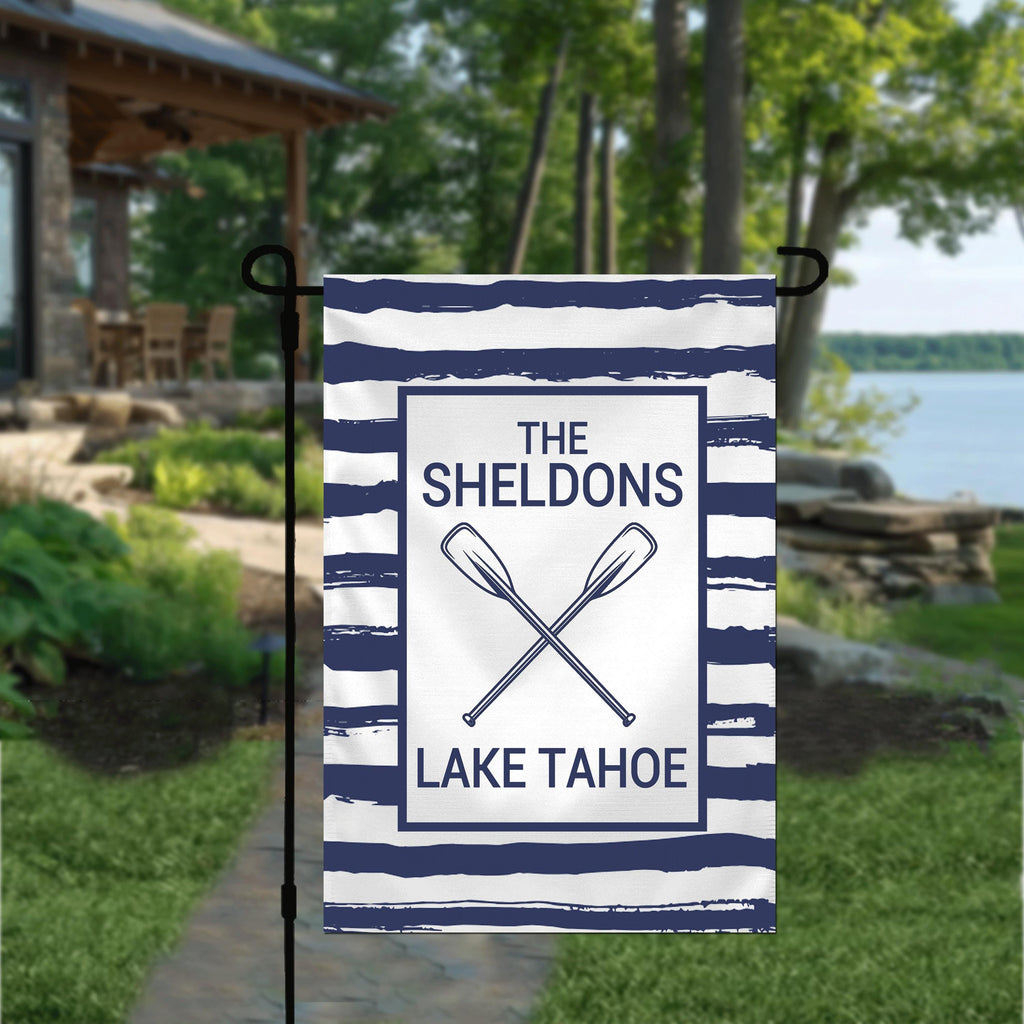 Personalized Welcome Nautical Garden Flag, Coastal Garden Flag, Custom Lake House Anchor Garden Flag