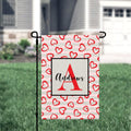 Personalized Valentine's Day Hearts & Stripes Garden Flag, Custom Red Hearts Garden Flag