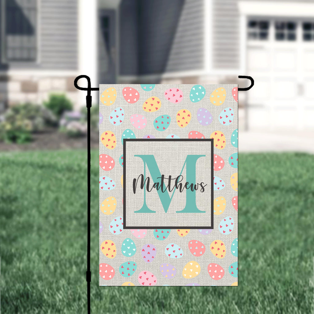 Personalized Easter Egg Theme Garden Flag, Custom Spring Easter Garden Flag