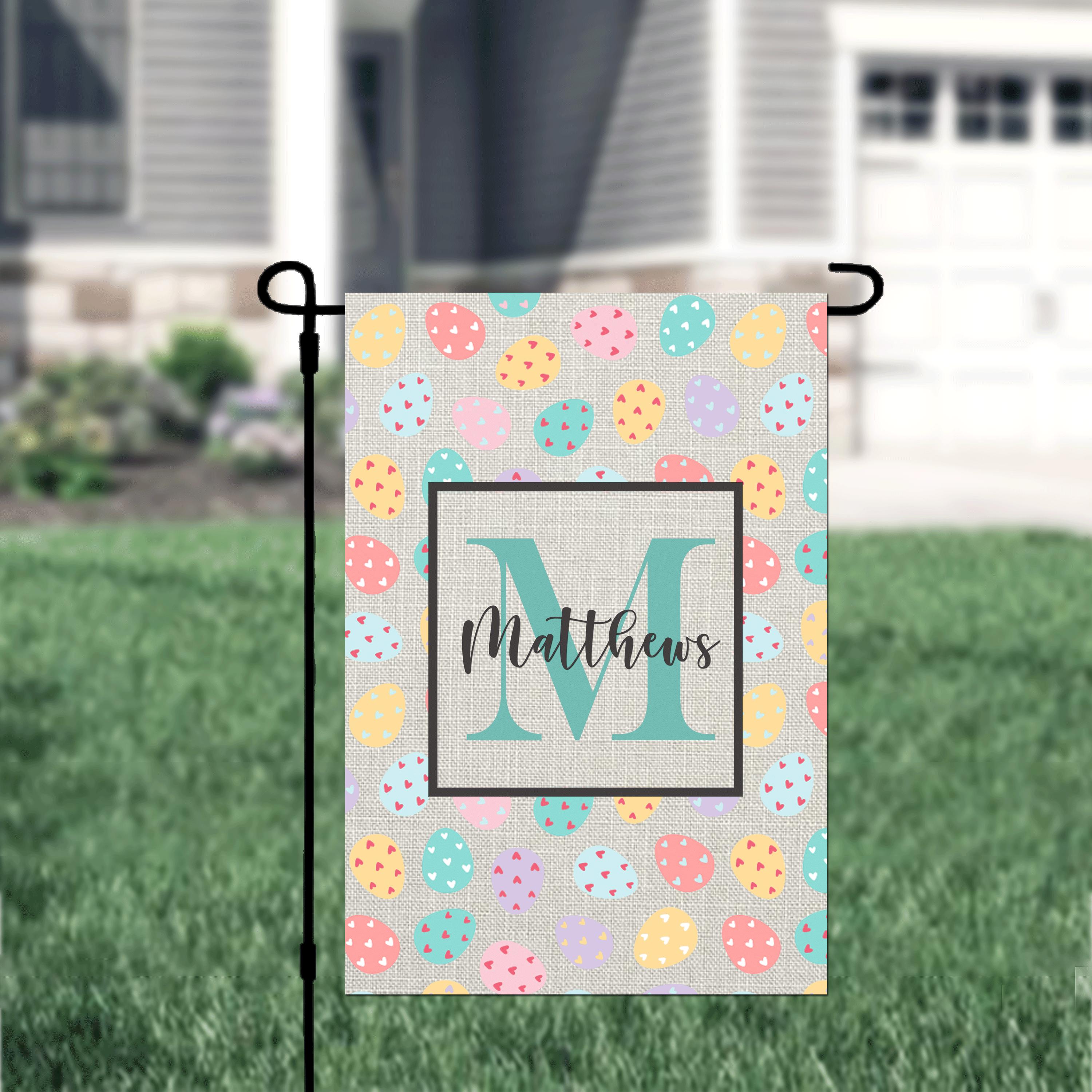 Personalized Easter Egg Theme Garden Flag, Custom Spring Easter Garden Flag