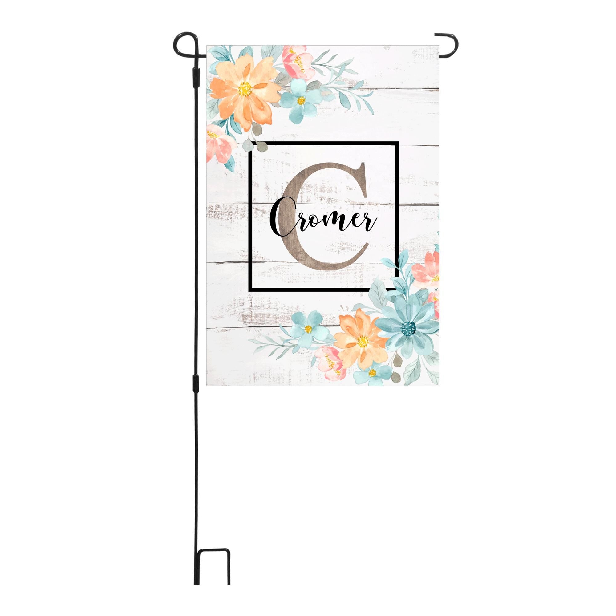 Personalized Welcome Garden Flag Spring Floral, Custom Farmhouse Garden Flag