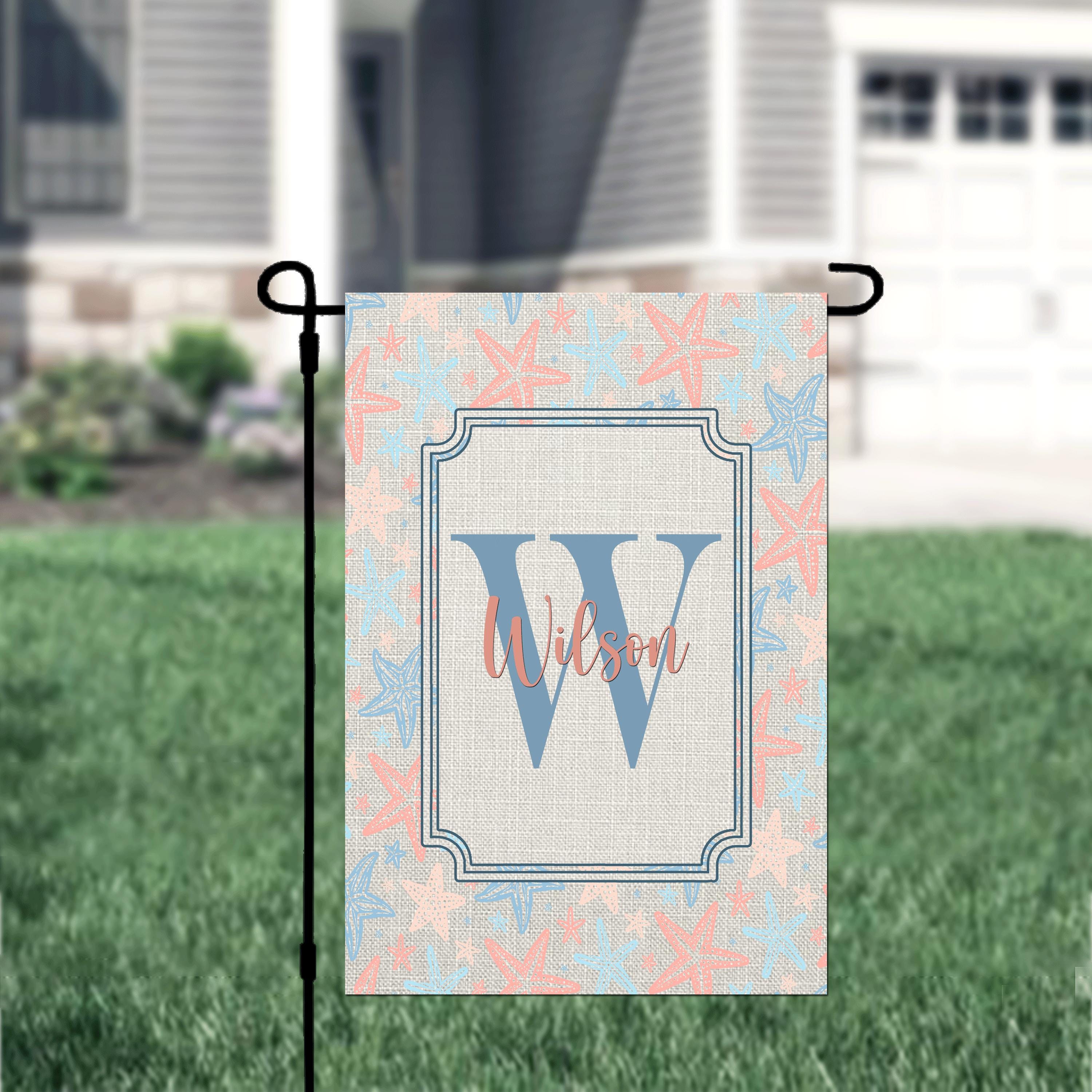 Personalized Welcome Garden Flag Coral Sea Floral, Custom Coastal Garden Flag