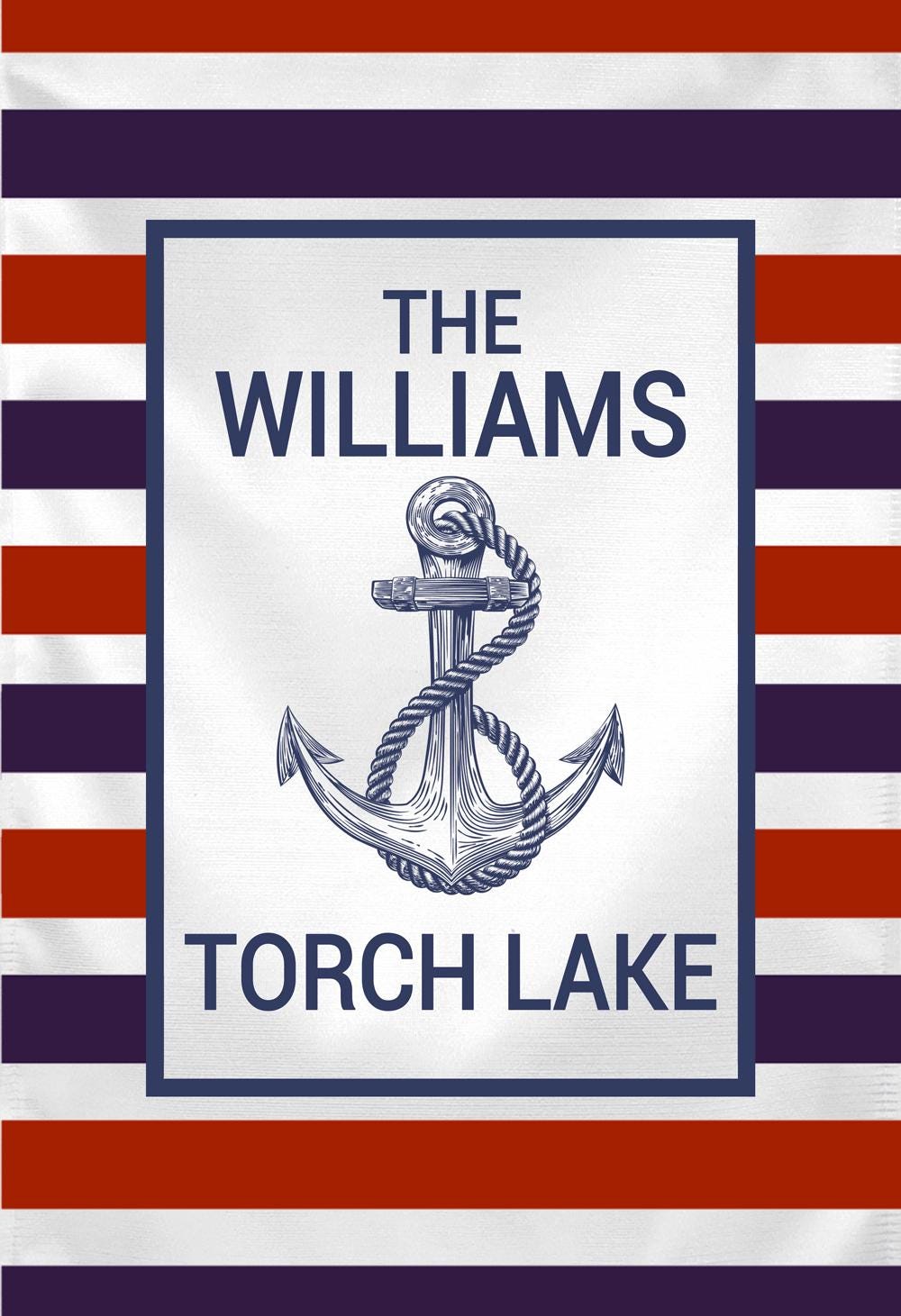 Personalized Nautical Garden Flag | Custom Coastal Flag | Red, White & Blue Anchor Flag | Custom Lake House Decor | Welcome Flag for Yard