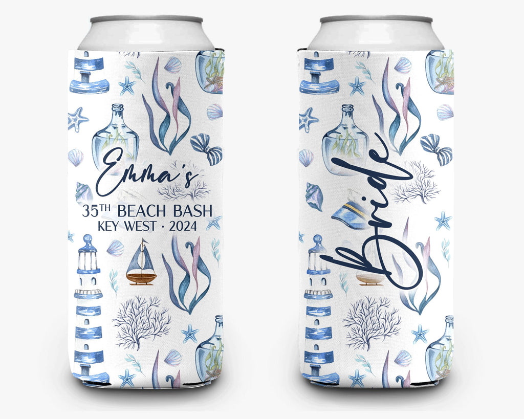 Coastal Theme Event Can Cooler Personalized Coastal Grandmother Bridal Can Cooler Sleeve