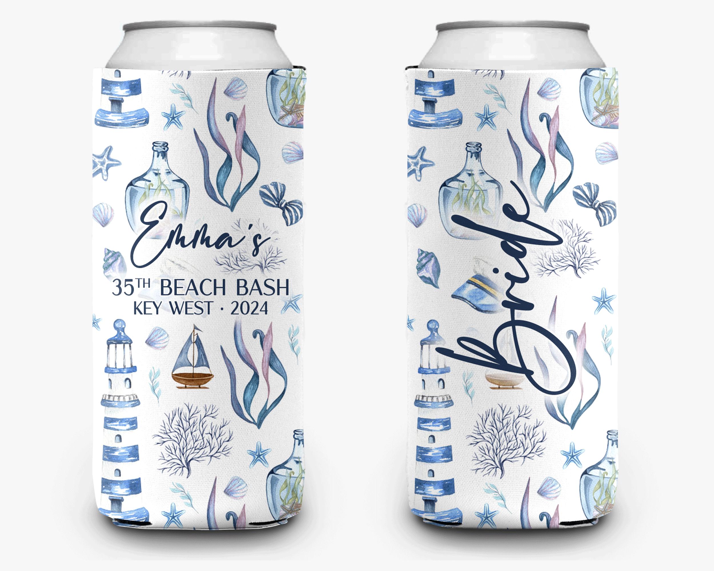 Coastal Theme Event Can Cooler Personalized Coastal Grandmother Bridal Can Cooler Sleeve