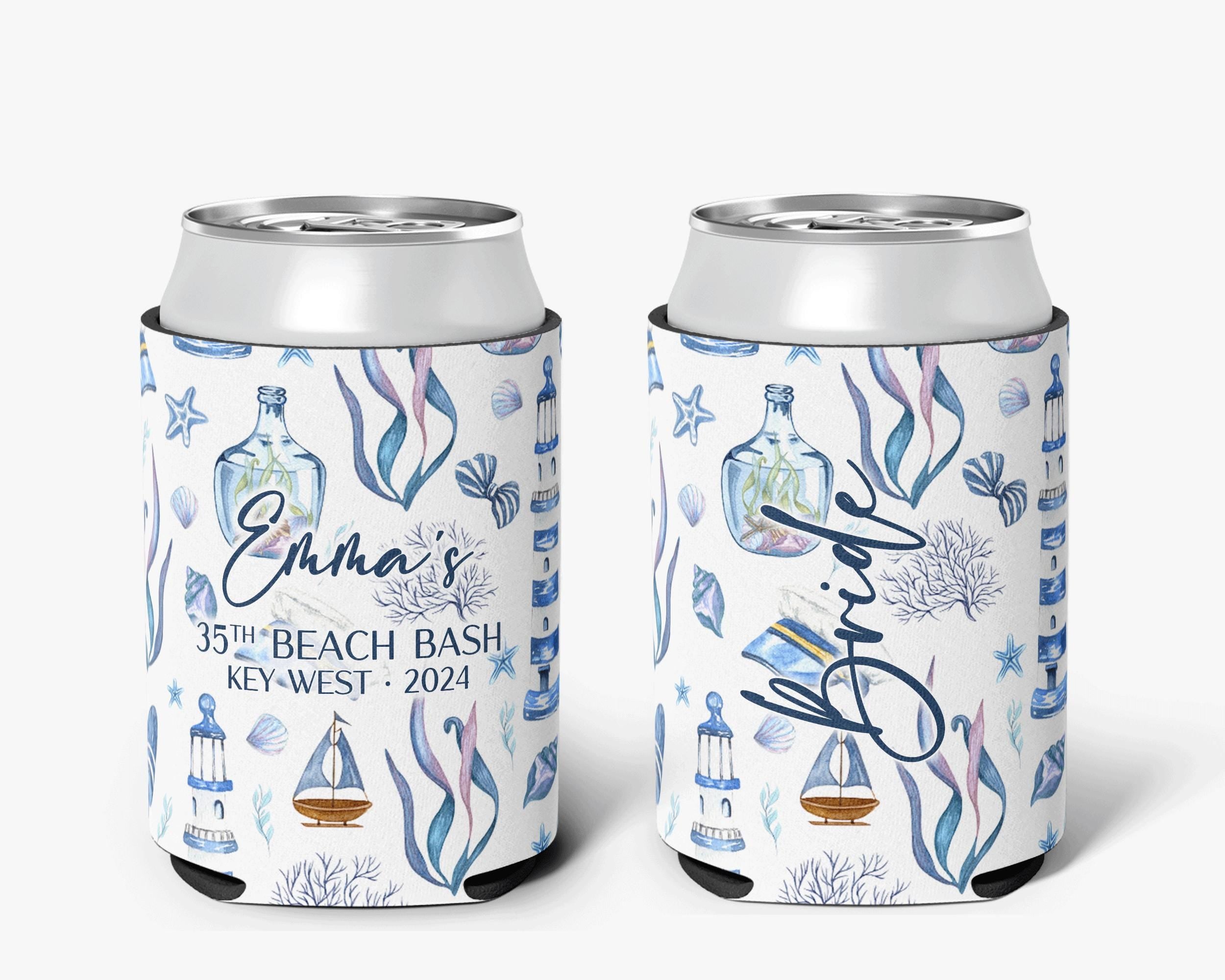 Coastal Theme Event Can Cooler Personalized Coastal Grandmother Bridal Can Cooler Sleeve
