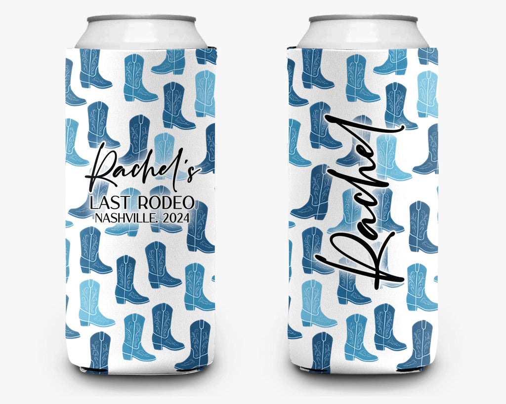 Cowgirl Bachelorette Can Cooler - Nashville Theme Bridal Party Favor - Personalized Drink Sleeve for Bride & Bridesmaids