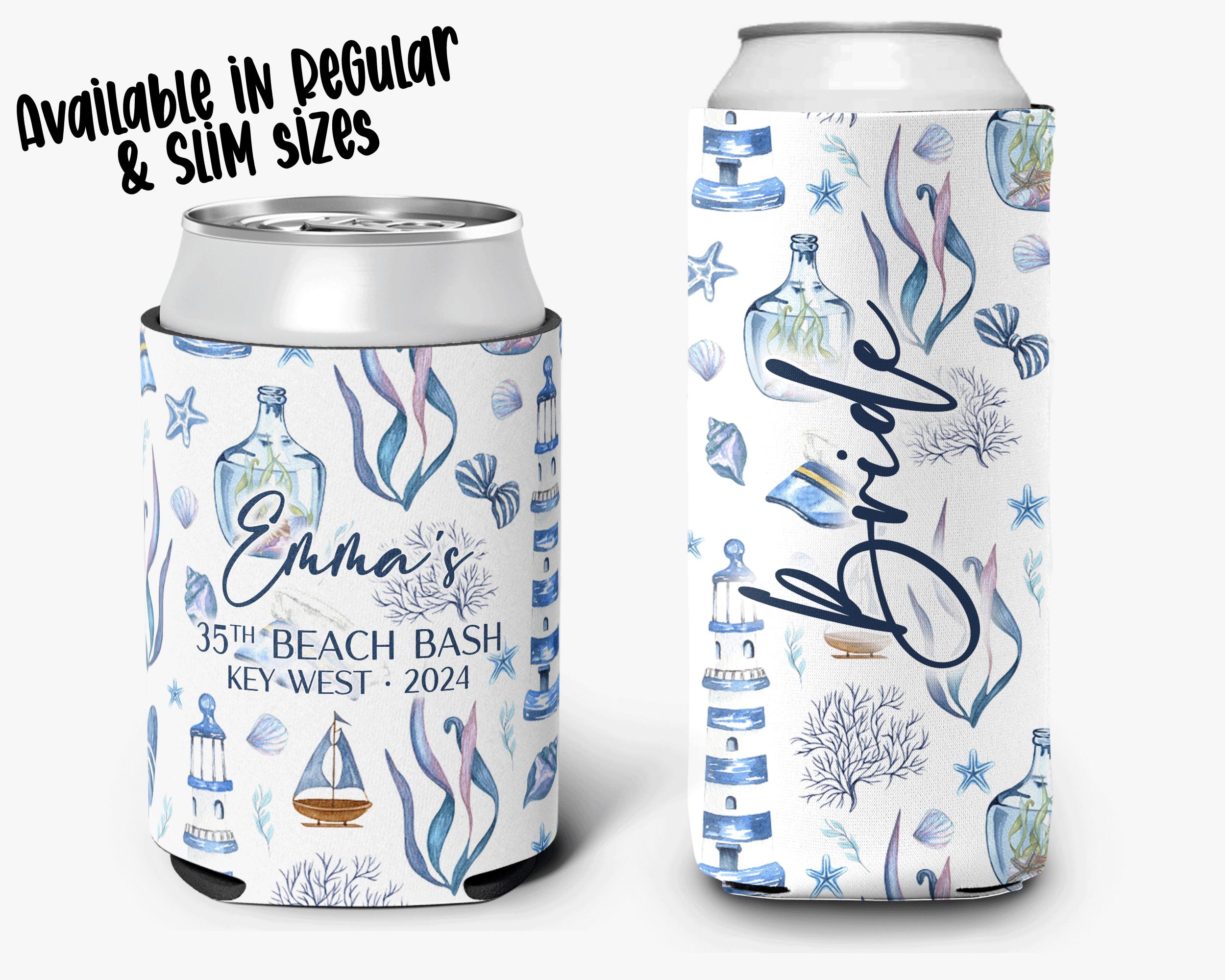 Coastal Theme Event Can Cooler Personalized Coastal Grandmother Bridal Can Cooler Sleeve